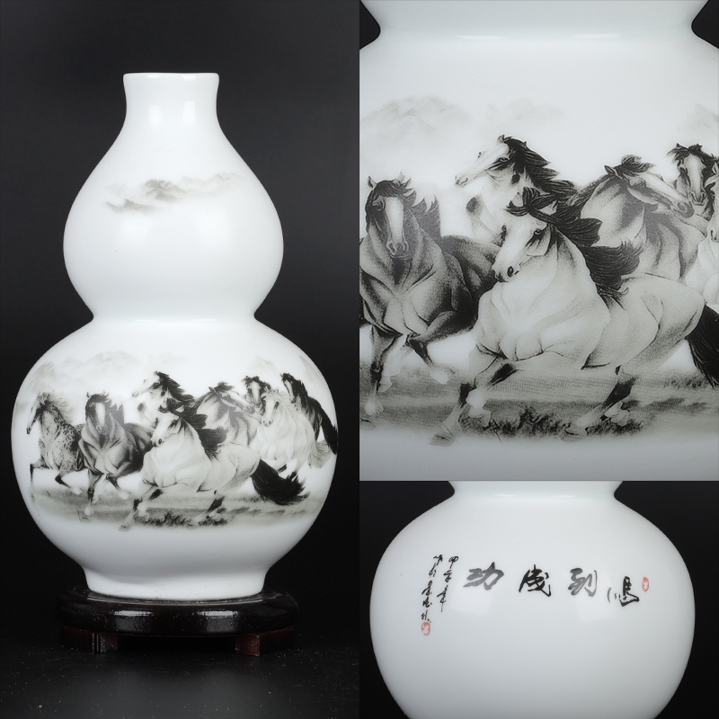 Jingdezhen ceramics vase gourd furnishing articles home sitting room ark adornment feng shui handicraft decoration