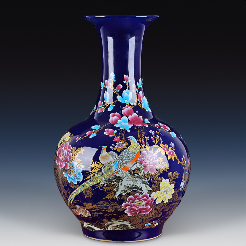 Jingdezhen vases, pottery and porcelain landing large new Chinese style household flower arrangement sitting room adornment TV ark, furnishing articles