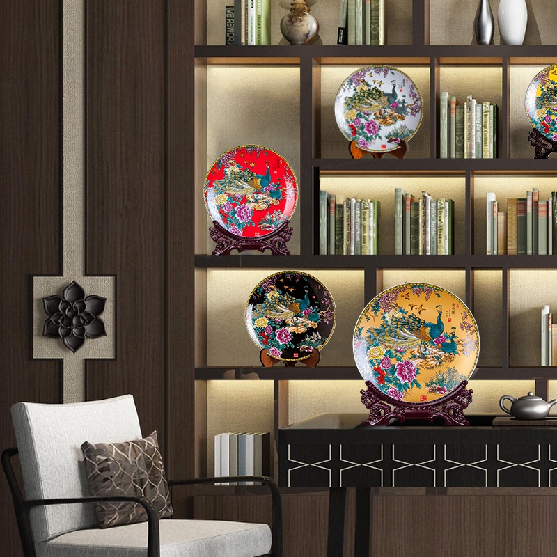 Jingdezhen ceramics furnishing articles home decorations hanging dish handicraft sitting room ark figure decoration plate of black with a silver spoon in its ehrs expressions using