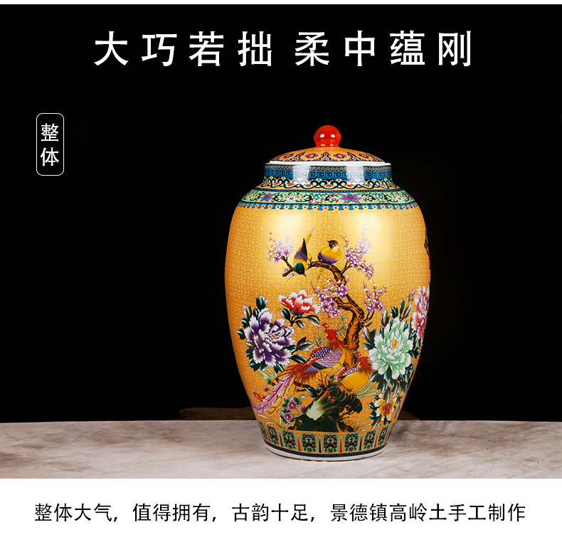 Jingdezhen ceramics handicraft big vase European household multi - functional storage tank barrel furnishing articles ornament