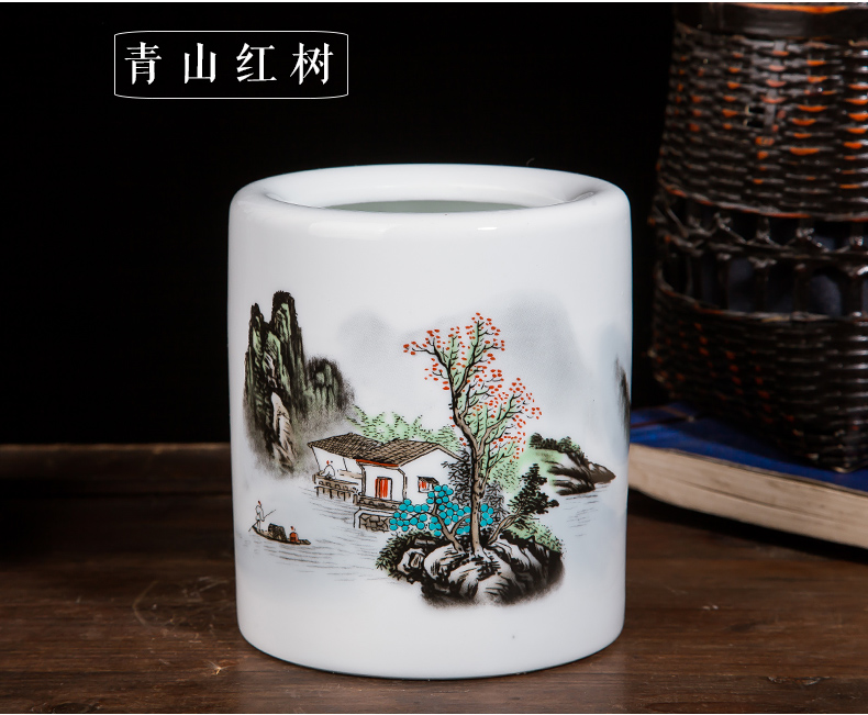 Jingdezhen ceramics modern creative practical household porcelain brush pot office supplies decoration decoration gifts