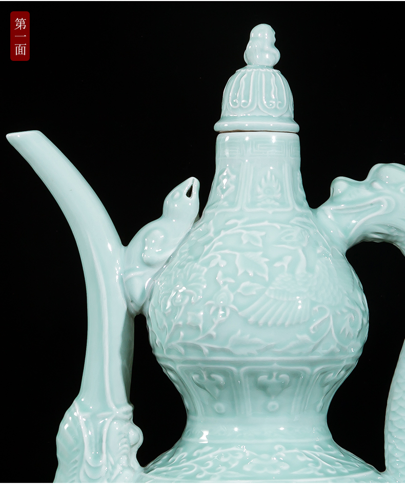 Jingdezhen ceramics by hand carve shadow qdu gourd vase household adornment hip hotel villa furnishing articles