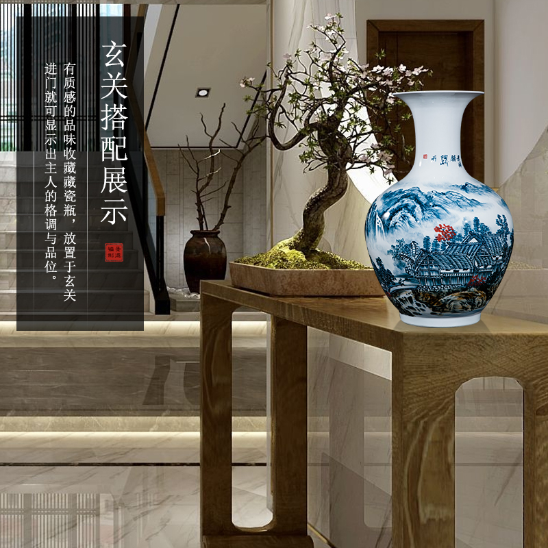 Jingdezhen ceramic celebrity master hand draw more than jiangshan jiao large vase home decoration villa hotel furnishing articles
