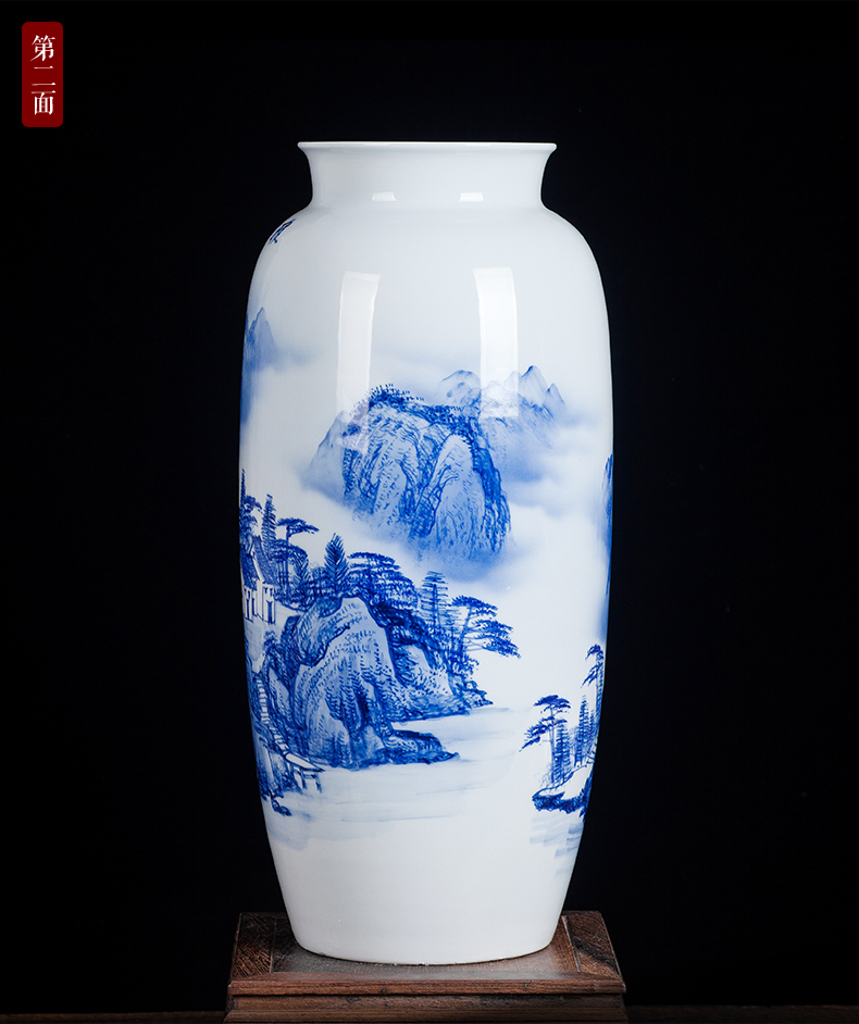 Jingdezhen ceramics hand - made large blue and white porcelain vase home sitting room study handicraft furnishing articles ornaments