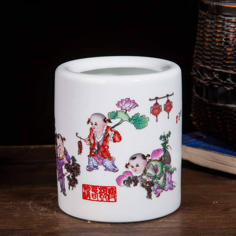 Jingdezhen ceramics modern creative practical household porcelain brush pot office supplies decoration decoration gifts