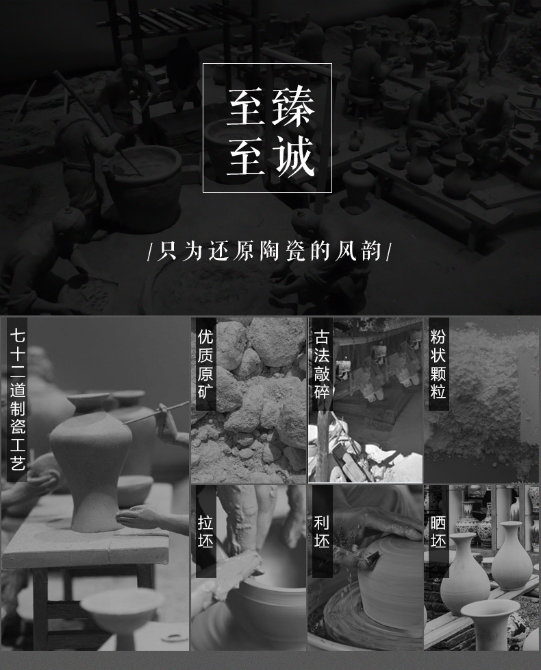 Jingdezhen gốm bình phong cách Trung Quốc cắm hoa sứ chai ba mảnh rượu tủ trang trí tấm thủ công phụ kiện trang trí phòng ngủ