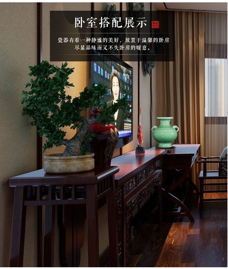 Jingdezhen ceramics antique vase manual carve shadow green rich ancient frame wine sitting room adornment home furnishing articles