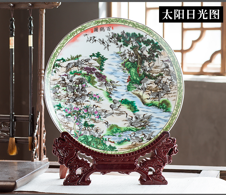 Jingdezhen ceramics furnishing articles household adornment hang dish Chinese handicrafts best crane figure sitting room decorate dish