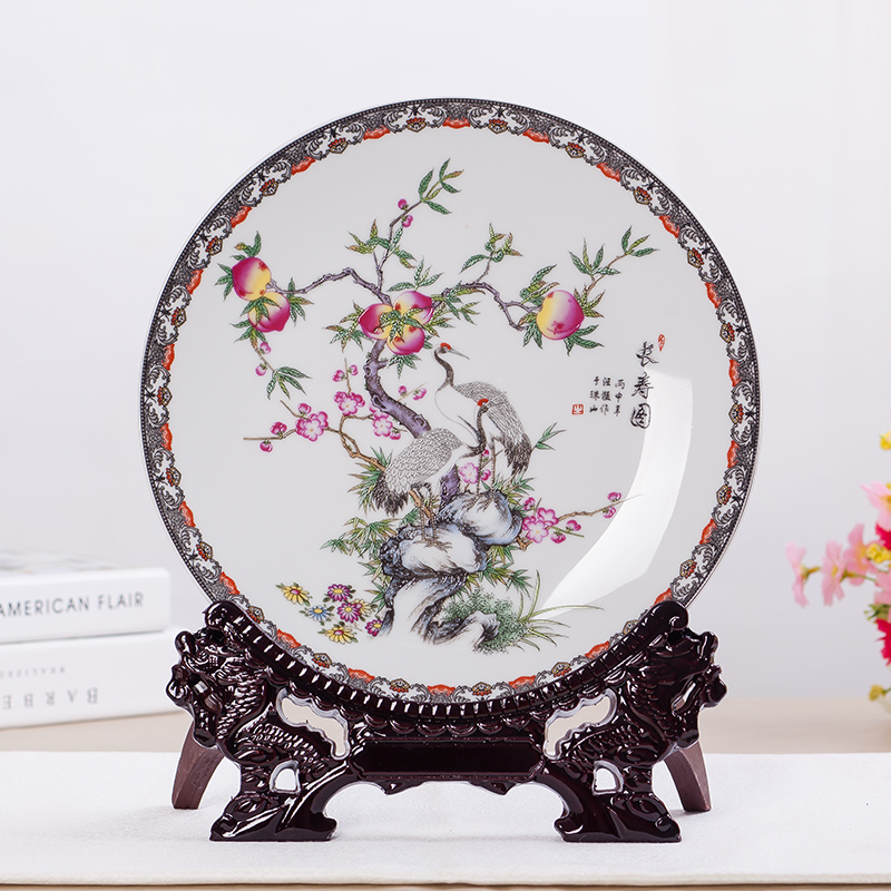 Jingdezhen ceramics panda faceplate hang dish modern household adornment handicraft decoration decoration plate