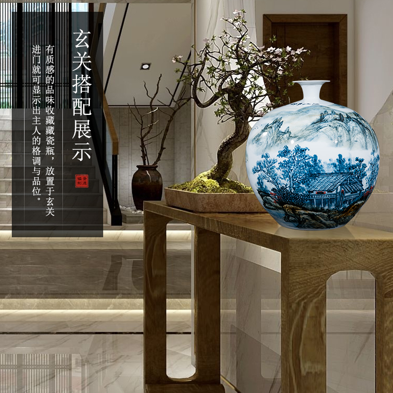 Jingdezhen ceramic celebrity master hand draw more than jiangshan jiao large vase home decoration villa hotel furnishing articles