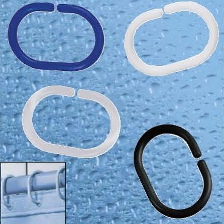 Shower curtain hook hanging ring Curtain hook ring Plastic white C-shaped hook live snap ring Plastic ring ring curtain hook