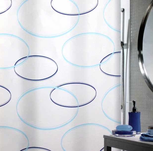 SPIRELLA bathroom blue circle polyester fiber cloth shower curtain powder room partition curtain waterproof thickening