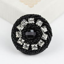 40MM black button handmade nail bead button rhinestone clothing button coat trench coat sweater button decoration button