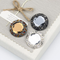 High-grade round black crystal buttons cashmere tweed coat buttons womens fur decorative buttons wild