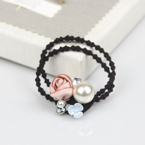 Mori female Pearl Rhinestone rubber band Hairband simple personality Korean hair rope hipster adult hair accessories