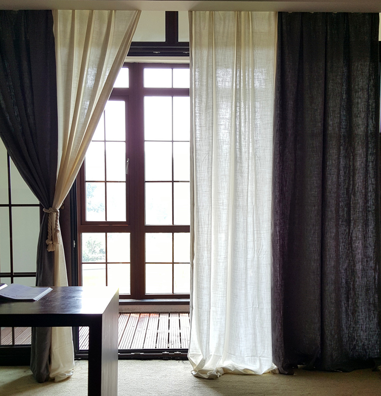 Ben Original Pure Color Linen Curtains Custom Grey Pure-Hemp Curtains Chinese American Eurostyle Curtains (Advanced Grey)