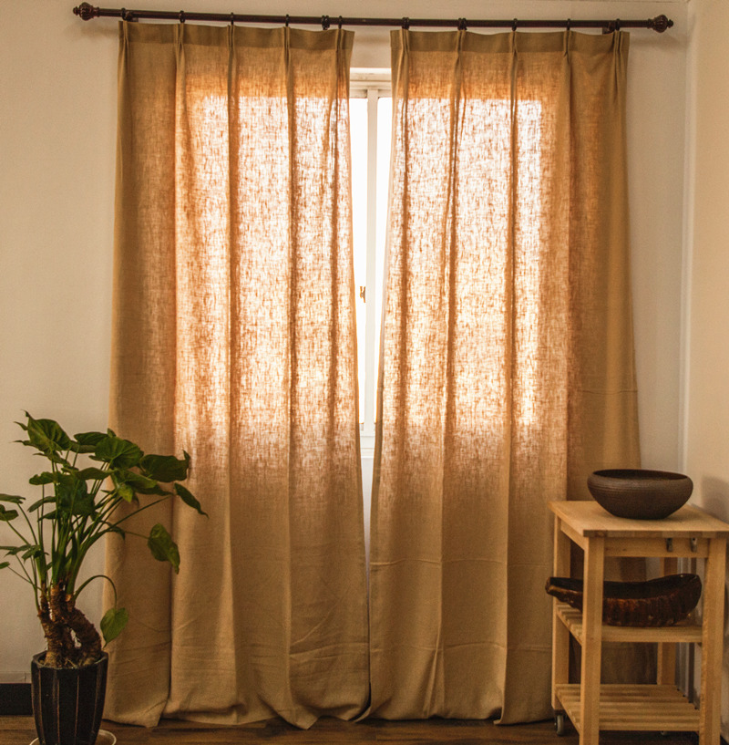 American countryside shading curtains Hump pure Hemp Pure Color Window Cord Fabric Minimalist Modern Living-room Bedroom Curtain Drapes