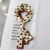 Japanese Rosex small silk scarf womens long ins Korean wave dot scarf fashion double-sided thin narrow long Joker scarf
