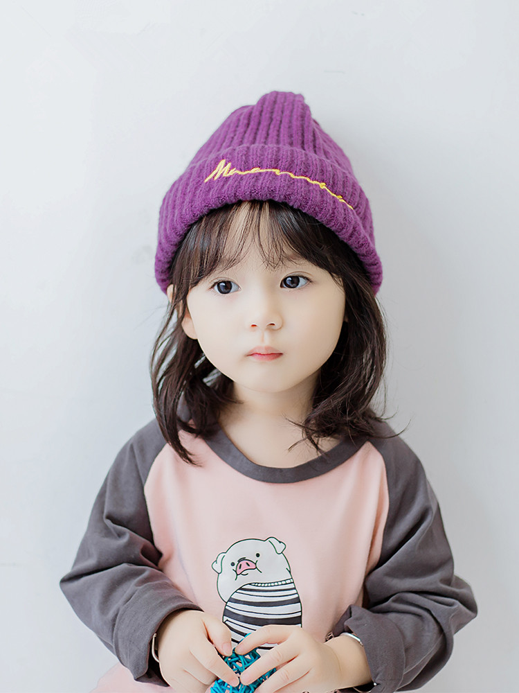 Japan Rosex Korean version of children hat boy autumn winter 100 lap warm knit cover headhat girl hair line hat