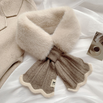 Japan Rosex scarves women autumn winter 100 hitch version plush walled neck fish tail veins thickened warm and neck fur collar