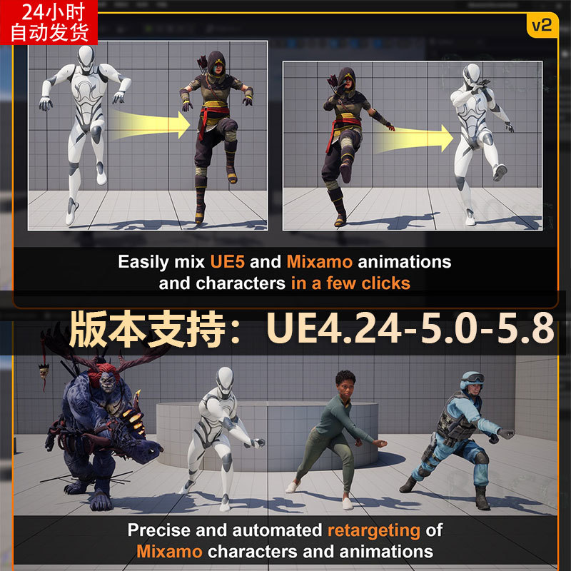 Ue4Ue5 Animation Redirection Plugin Mixamo Animation Retargeting 2 with Tutorial-5.8