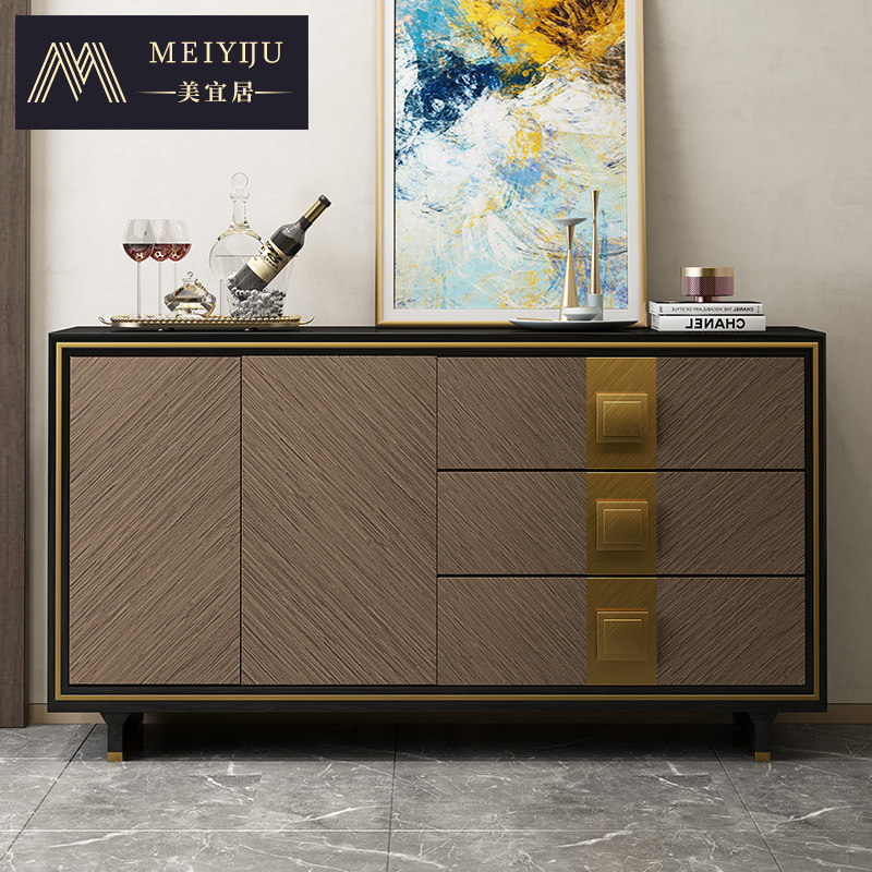 American light luxury porch cabinet Hong Kong-style stainless steel dining side cabinet simple living room post-modern new Chinese-style solid wood shoe cabinet