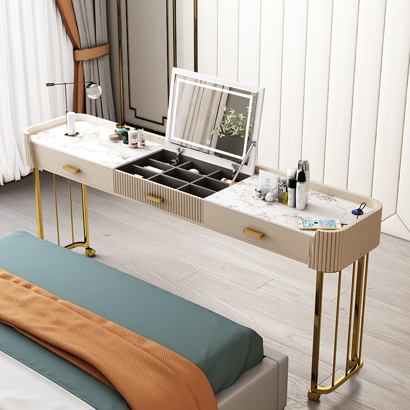 Net red light luxury rock slab master bedroom dressing table home with mirror mobile dressing table bedroom modern minimalist small apartment