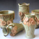 Retro succulent flower pots, green plant pots, ceramic flower pots, personalized succulent old pile pots, coarse pottery, breathable simple large flower pots