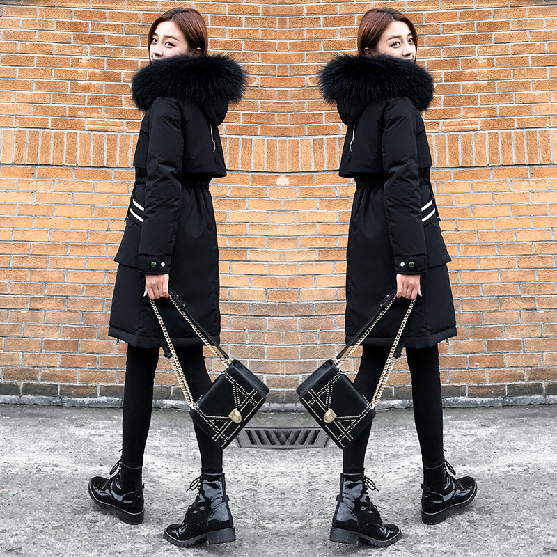 Pike down cotton clothes woman 2021 new medium long version Korean version cotton clothes repair body winter big fur collar jacket cotton padded jacket