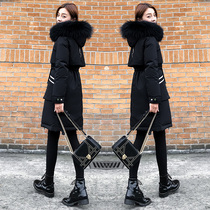 Pike down cotton clothes woman 2021 new medium long section Korean version cotton clothes repair body winter big fur collar jacket cotton padded jacket