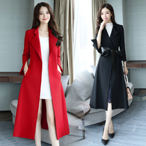 2021 spring new fashion windbreaker womens medium-long Korean slim coat fashion long over-the-knee coat