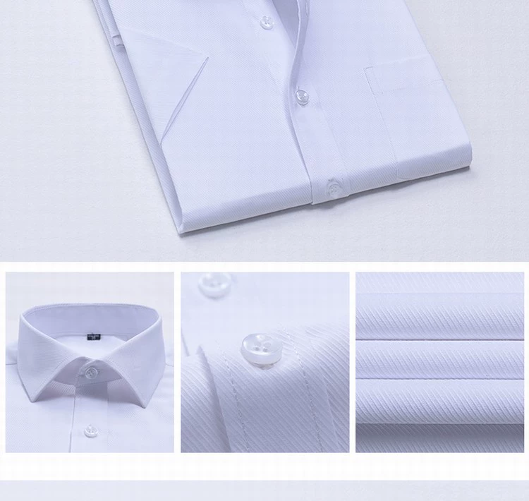 Màu rắn nam ngắn tay áo sơ mi trắng nơi làm việc kinh doanh nóng áo sơ mi giản dị thanh niên nam giới cưới quần áo chuyên nghiệp L