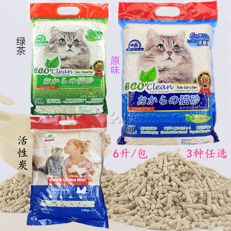 NEO EcoClean Deodorant Junction Dust-free Tofu Cat Sand Water Absorbent Green Tea Original Taste 6 Packaging Optional