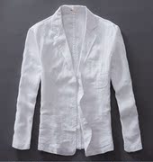 Linen không thường xuyên phù hợp với nam giới mùa hè bảo vệ ánh sáng mặt trời đơn mảnh top lỏng lớn Anh đẹp trai phù hợp với tây đơn