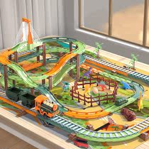 Childrens puzzle toy railcar assembled electric small train DIY track slides over mountain bike male girl 3-6 years old