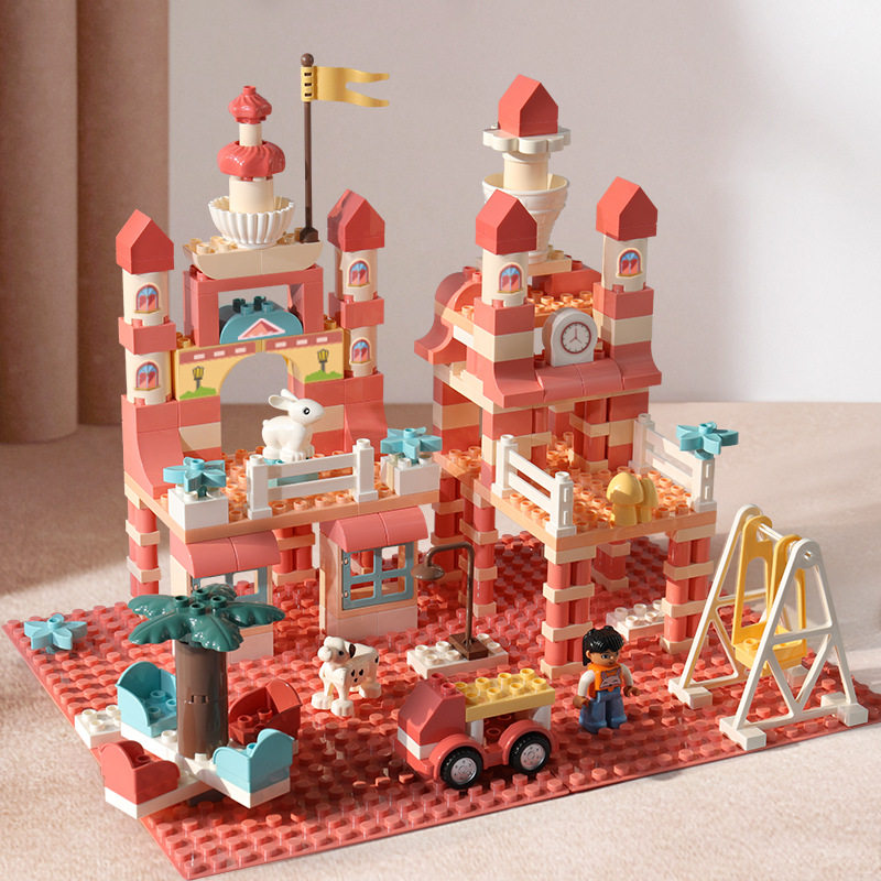 Children's castle creative assembly large particles princess dream girl baby educational building blocks toy car animal
