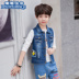 Quần áo 8 bé trai mùa thu 5 áo vest denim 2018 mới 9-15 tuổi Phiên bản Hàn Quốc của bé trai 12 chiếc áo khoác trẻ em nước ngoài thủy triều lớn shop thời trang trẻ em Áo ghi lê