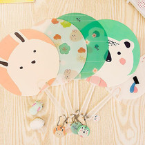 Small animals portable cute cartoon students hand-cranked pp fan summer creative hand holding medium long handle cool fan
