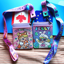 Campus card set Japanese and Korean ins double card ID card access control work card with lanyard transparent rice card