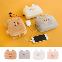 Digital bag cute cartoon plush notebook power pack charger data cable mobile phone storage bag