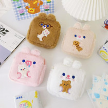 Tuk-tuk Sanitary Cotton Bag Cartoon Plush Embroidered Moon Affair Bag Cute Little Bear Rabbit Digital Headphone Data Line Containing bag