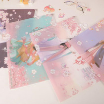 Cute cartoon file bag pull side bag Korean version of large capacity a4 female students Subject Classification bag storage bag stationery