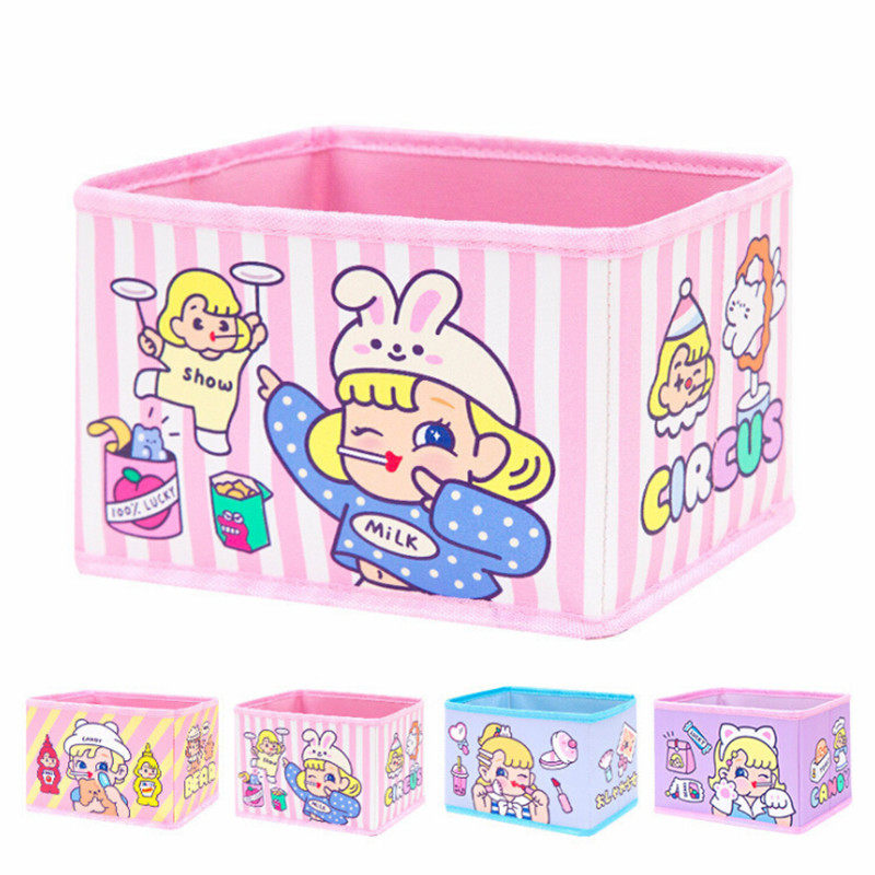S Japan-ROK Department cute Girl Heart Desktop Collation Box Placement of Things to store Box Office Supplies stationery Pink storage