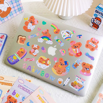 ins laptop decoration stickers pvc waterproof DIY mesh red phone shell without mark self-adhesive Korean small bear painting