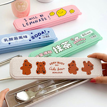 Nordic Japanese students stainless steel cute high-grade chopsticks spoon subnet red ins tableware set gift portable