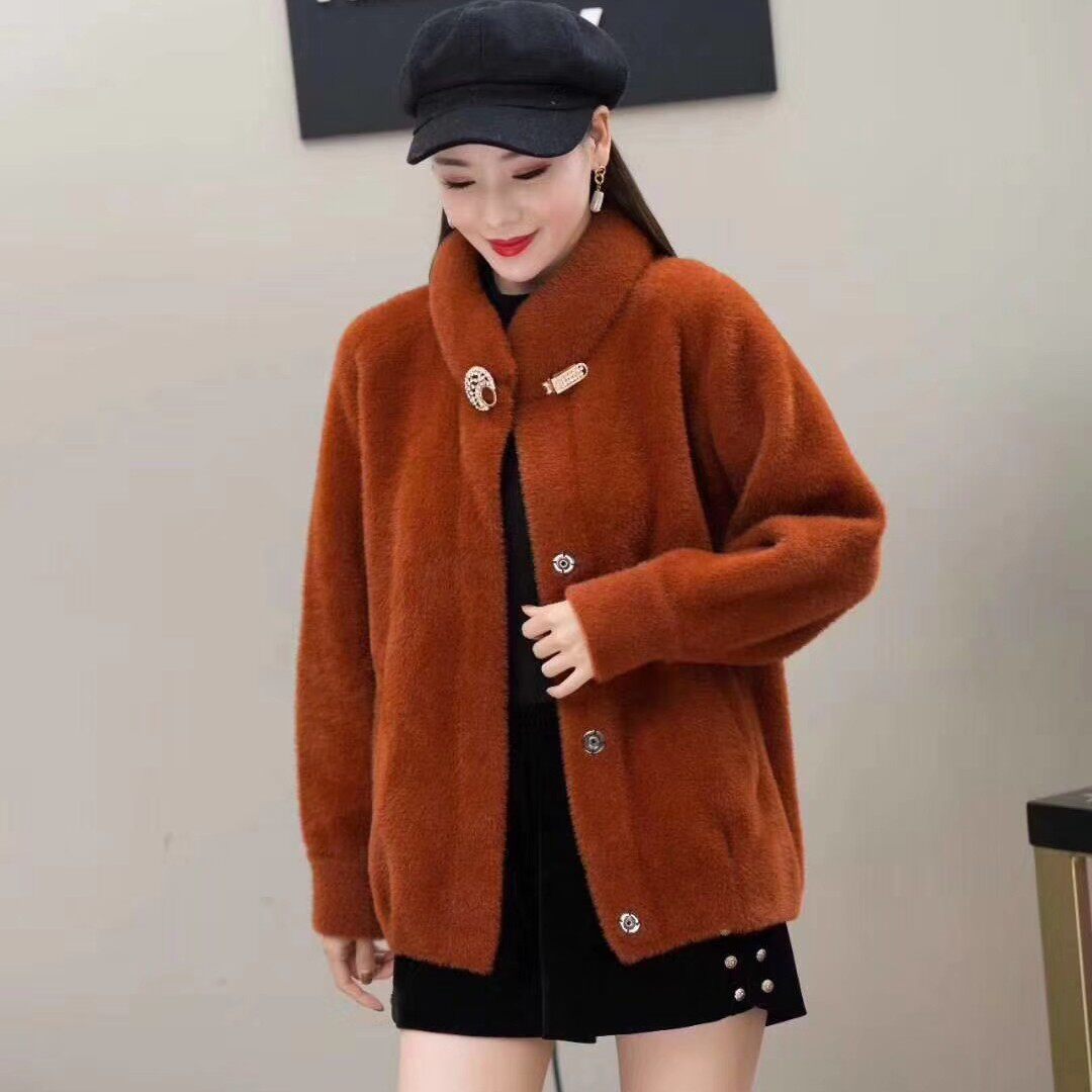 Gold Mink Suede Jacket Woman Short 2019 Autumn Winter fit new little Submom mink Thickened Water Mink Suede Coat