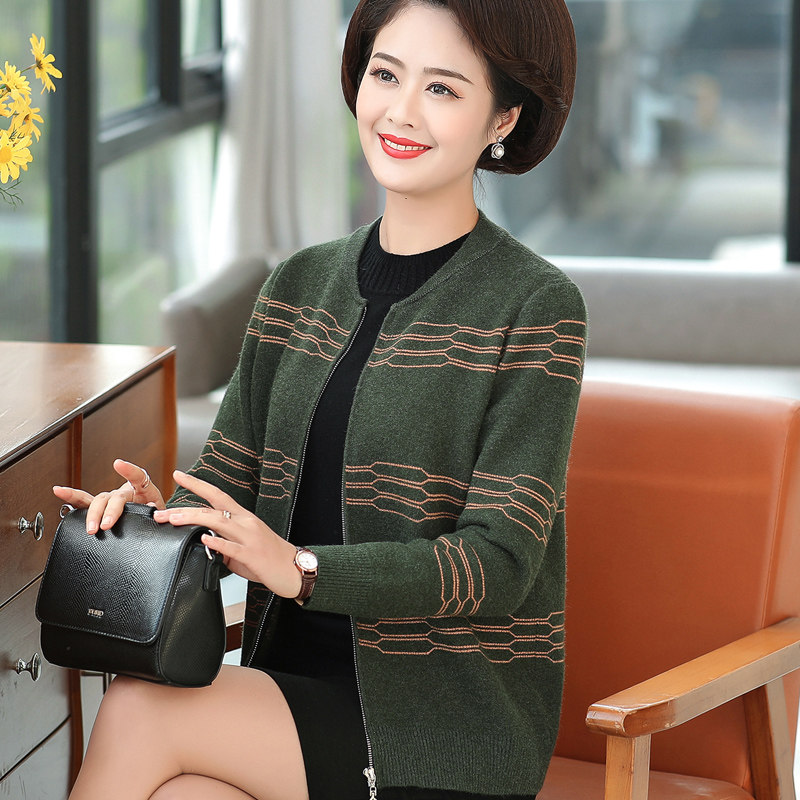 Mid-aged women's clothing fall new stitch cardiovert cardiovert midlife mom loaded with sweaters coat lamb sweater blouses