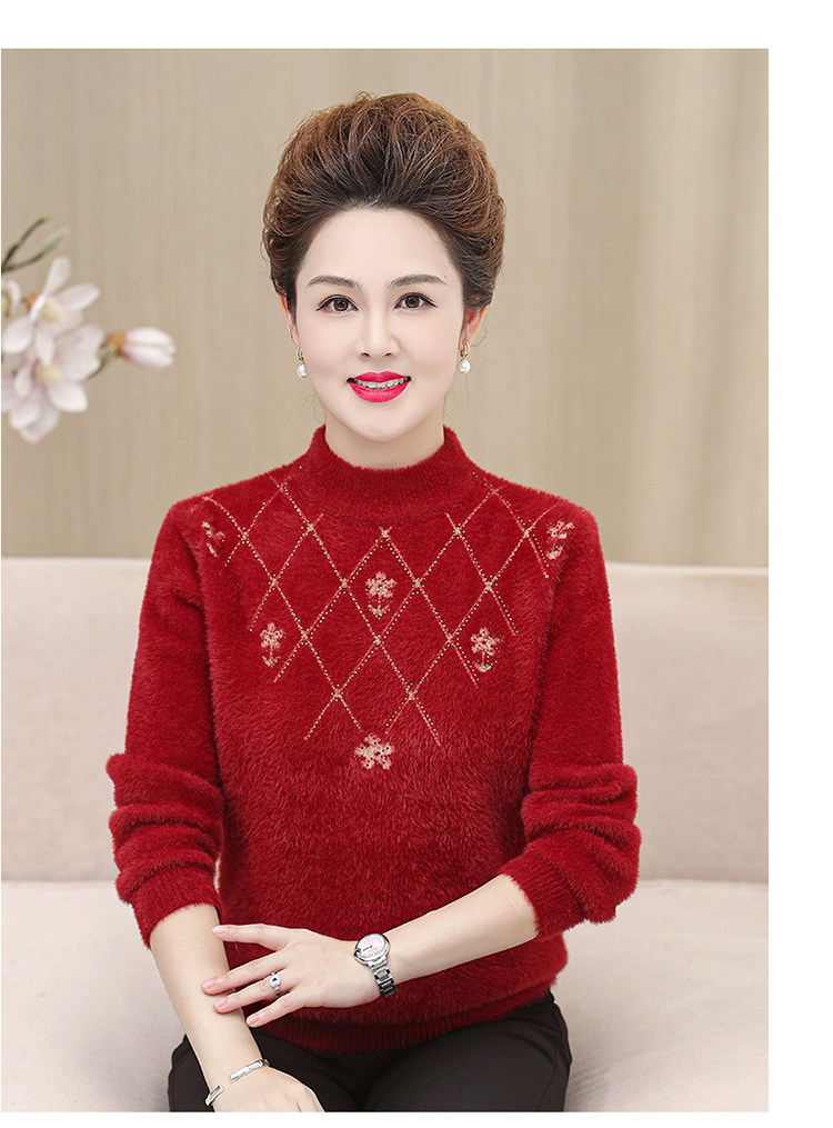 妈妈装毛衣加厚老年保暖内搭上衣中老年女装冬季水貂绒毛衣打底衫 pic 50