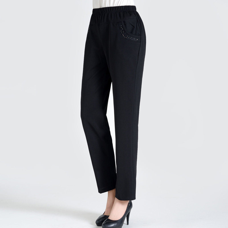 Autumn Clothing Middle Aged Girl Pants Tightness Waist High Waist Loose Large Size Dress Mother Pants Internal Hitch Pants Seniors Pants