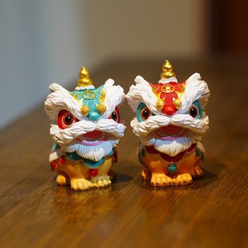 Lion awakening, national trend, new chinese style ornaments, lucky tea pets, car desktop decorations, cute home accessories, gifts, cultural creations